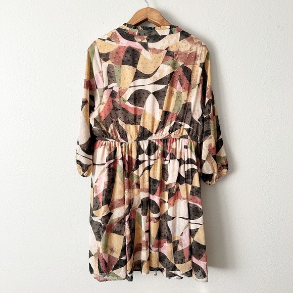 Torrid Clip Dot Abstract Geo Print Chiffon V Neck 3/4 Sleeve Dress Size 2X‎ - Picture 9 of 13
